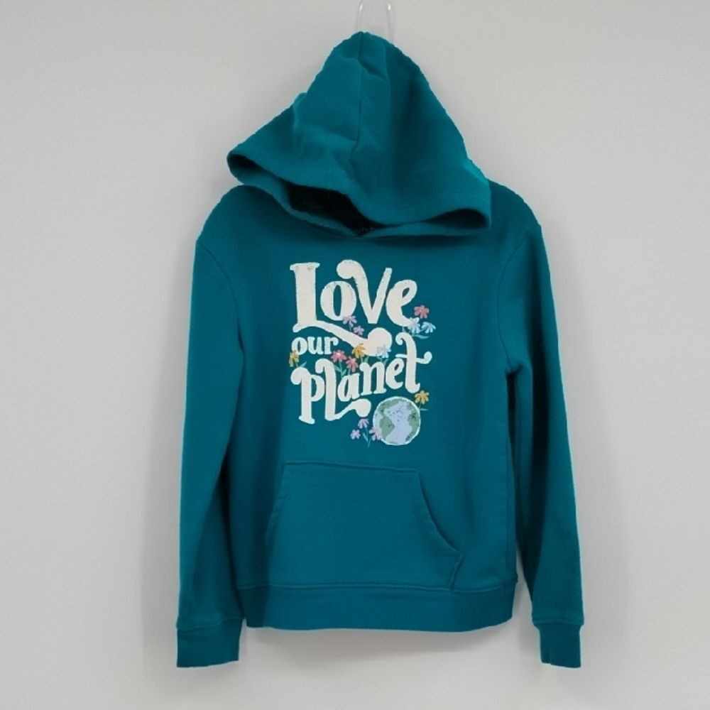 Jumping Beans Teal 'Love Our Planet' Hoodie Sweatshirt Size 6